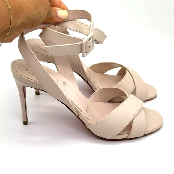 Christian Louboutin MARIZA 85 Criss Cross Ankle Strap Sandals Heels Shoes - Picture 10 of 16